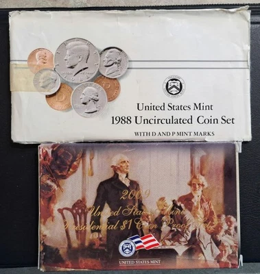 1988 P, D, U.S. Mint Uncirculated Set, 2009 U.S. Mint Presidential $1 Proof Set - Image 1 of 4