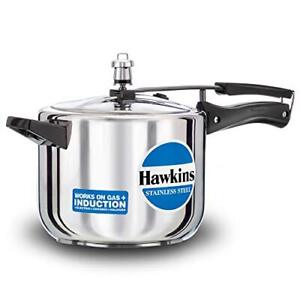 Hawkins Stainless Steel Pressure Cooker 5 Litres - Silver - Induction Compati...