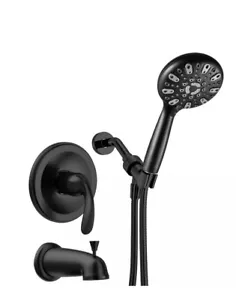 WRISIN schwarz Duscharmatur Set mit Badewanne Auslaufventil inkl. Griff Wasserhahn 8022 - Bild 1 von 8