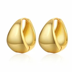 Pendientes abragie de aro de plata esterlina 925 enchapados en oro de 24 K para mujer - Imagen 1 de 5
