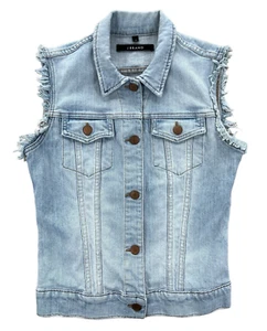 J Brand Faith Sleeveless Deconstructed Denim Vest Light Wash Size Small USA Made - Picture 1 of 13