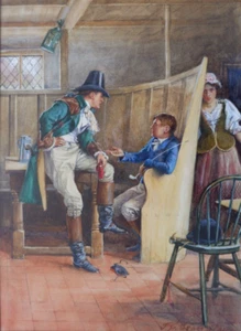 Tavern Scene. Antique Watercolour by James Shaw Crompton RI (1853-1916). - Picture 1 of 6
