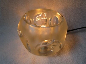 PUTZLER 70er Jahre Design Tischlampe Lampe Glas satiniert klare Bubbles 10,5x12 - Picture 1 of 10