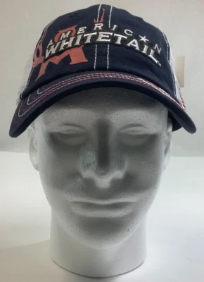 Hornady American Whitetail Cap in Navy and white mesh American flag on the side - Image 1 of 4