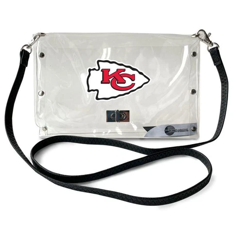 Kansas City Chiefs Clear Envelope Strap Purse, NFL Crossbody Stadium Approved Cover