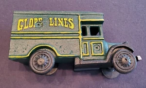 Vintage GLOBE LINES Green Toy Truck Moving & Storage Van Cast Iron Replica  - Picture 1 of 10