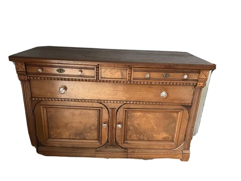 Antique  Wood buffet with removable mirror top Cover
