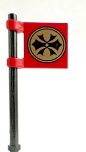 NEW Lego RED 2x2 Square FLAG With Orient China Pattern with Pole - Lot of 1 - Picture 1 of 3