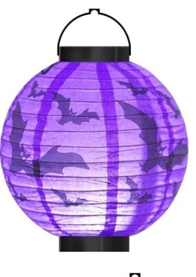 3 uds. Decoraciones colgantes de linterna de papel de Halloween: púrpura, negro, naranja Foto 1 de 4