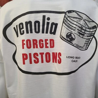 Camiseta vintage DRAG/GASSER/SPRINT/NASCAR/MIDGET RACE VENOLIA FORGED PISTONS Foto 1 de 4