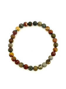 Natural Multicolor Picasso Jasper 7.5" 6mm Beaded Bracelet w/Stretch Cord - Picture 1 of 1