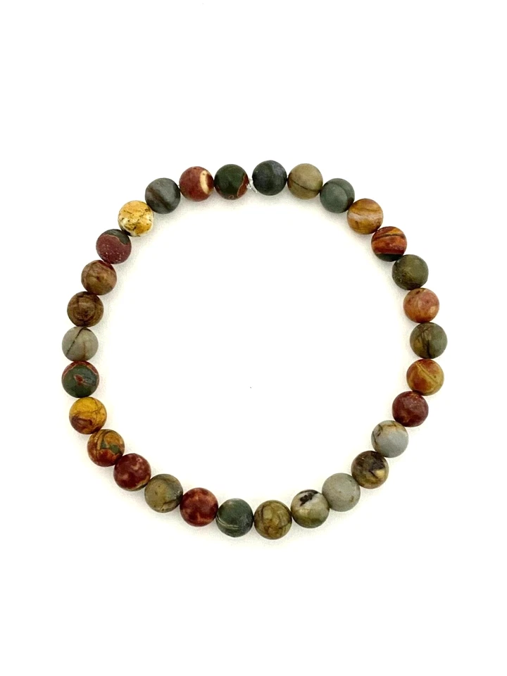 Natural Multicolor Picasso Jasper 7.5" 6mm Beaded Bracelet w/Stretch Cord - Image 1 of 1