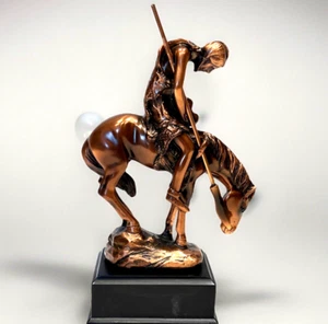 Small 7"  Copper Finish End of Trail Native American Warrior On Horse Figurine - Picture 1 of 13