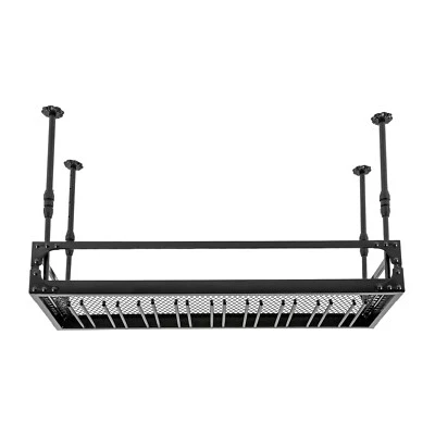 Ceiling Mounted Hanging Wine Bottle Holder, Shelf Champagne Glass Rack Black - Image 1 of 4