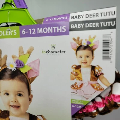 Incharacter Infantil Niñas Bebé Ciervo Tutú Cervatillo Vestido Halloween Disfraz Tocado Foto 1 de 3
