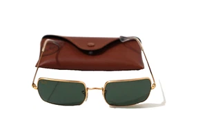 Occhiali da sole Ray-Ban RB 1969 Gold rectangle sunglasses+case Made in Italy - Imagen 1 de 8