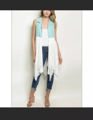 Chaleco de encaje largo a lunares talla pequeña para mujer moda verano moda boutique Foto 1 de 2