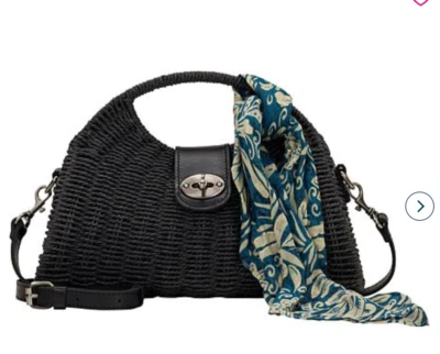 Patricia Nash SARAKINO Bolso de Mano Convertible de Paja con Bufanda NEGRO nuevo con etiquetas Foto 1 de 4