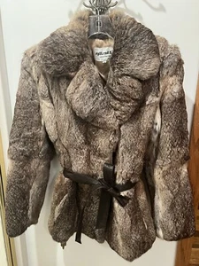 Genuine 100% RABBIT FUR JACKET Coat SIZE Medium By SPLIT END LTD  EUC - Picture 1 of 5