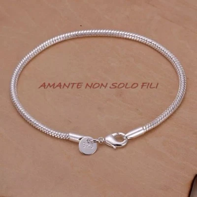 Bracciale serpente Braccialetto Uomo/Donna placcato argento 925 - Idea regalo