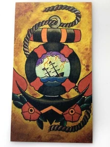 (1b) Tattoo Parlor Business Card Ship Anchor Iron Lotus South Carolina - Picture 1 of 2
