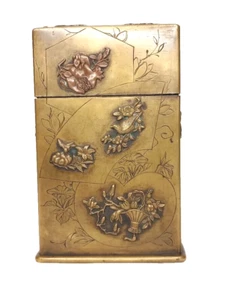 Antique Japanese Meiji - Taisho mixed metal Brass and Copper Cigarette Box - Picture 1 of 17