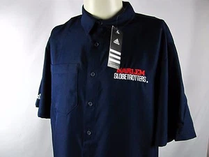 HARLEM GLOBETROTTERS SHIRT ADIDAS 2 a Days Embroidered S/S BUTTON FT Medium NEW - Picture 1 of 6