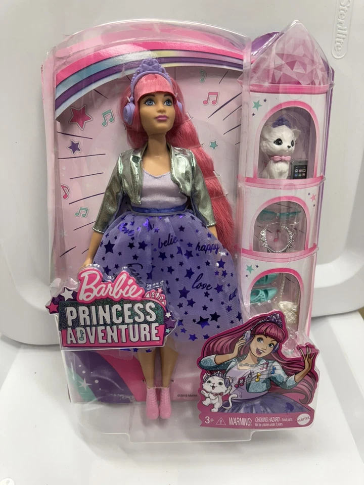 Barbie Princess Adventure Daisy Doll White Kitten Pet Pink Long Hair N1