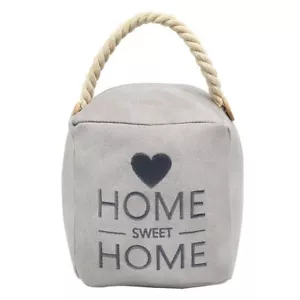 Door Stop Home Sweet Home Grey Faux Leather Heavy 1.5KG Doorstop H 16cm - Picture 1 of 1