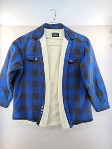 RedHead Jacket Mens XL Blue Black Buffalo Plaid Sherpa Lined Flannel Shirt - Picture 1 of 10