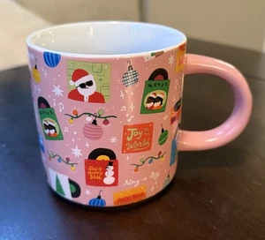 Wondershop Alison Hawkins Steingut Becher Urlaub Musik Thema Rosa Weihnachten Becher - Bild 1 von 6