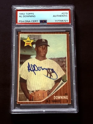 Al Downing Signed Autograph 1962 Topps #219 PSA DNA - Image 1 of 3