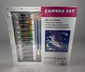 Kit de arte en lienzo Crocodile Creek Unicorn - Suministros de arte de pintura acrílica US2 - Imagen 1 de 3
