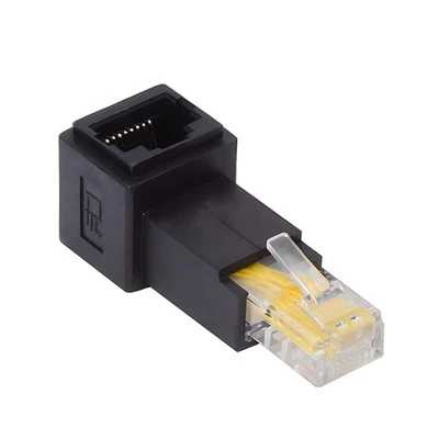 USA  Female to Down Angled 90 Degree Cat 5e Male Lan Ethernet Network  Adapter - Image 1 of 4