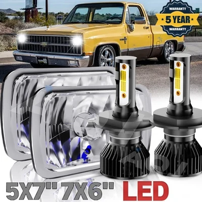 5x7" 7x6" LED Headlight Hi-Lo Beam DRL For Chevrolet C10 C20 C30 1981-1986 - Image 1 of 4