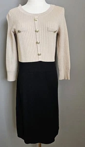 Une Âme beige & schwarz Strick Knopf Pullover Kleid Gr. S Neu mit Etikett klassisch Old Money  - Bild 1 von 8