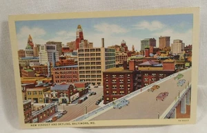 Nueva postal vintage de viaducto y horizonte de Baltimore Maryland sin usar. - Imagen 1 de 2