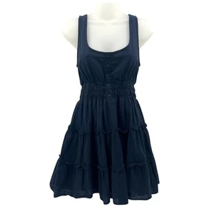 Urban Outfitters gesmoktes Babydoll Kleid Damen klein dunkelblau Rüschen  - Bild 1 von 7