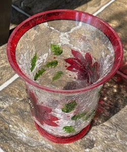 Trim Merry Poinsettia portacandele/vaso uragano 6" alto stile crazing 2012 - Foto 1 di 10