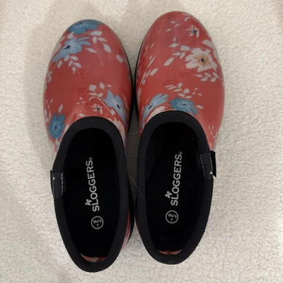 Sloggers Womens Size 7 Garden Shoes Red Blue White Flowers Waterproof Gardening - Image 1 of 4