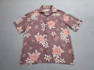 Iolani Shirt Mens Small Brown Floral Hawaiian Aloha Camp Button Made in Hawaii - Image 1 of 4
