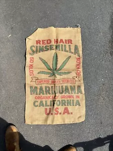 Sacco Borsa Navetta Vintage Capelli Rossi SINSEMILLA MARIJUANA 21""X38 - Foto 1 di 5