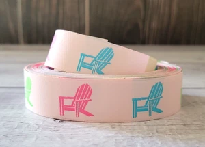 Woven Jacquard Ribbon 1 inch Pink Adirondack Chairs ~ 7 yards - Picture 1 of 1