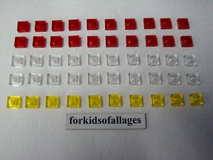 Bulk Lego: 50 TRANSLUCENT Red Clear Yellow 1x1 Flat Square Plates Headlights + - Picture 1 of 1