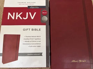 NKJV Gift Bible-Cinnamon LeatherSoft In Box Name Engraved - Picture 1 of 12