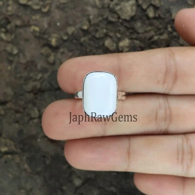 Natural White Opal  Gemstone  925 Sterling Silver Statement  Ring  Women Jewelry - Image 1 of 4