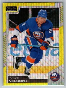 2020 O-Pee-Chee Platinum Brock Nelson Neon Yellow Surge #104 Islanders - Bild 1 von 2