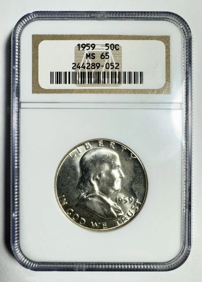 1959 Franklin Half Dollar 90% Silver NCG MS65 - Image 1 of 2