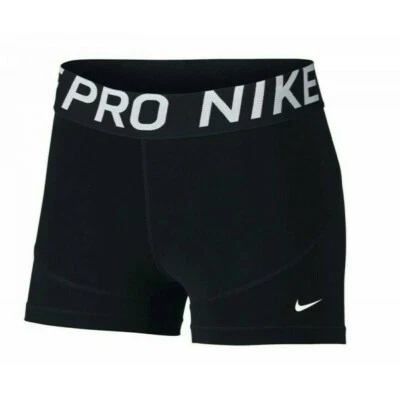 NEW! NIKE PRO [S] Women's 3" COMPRESSION Yoga/Gym Shorts-Black/White, AO9977-010 - Image 1 of 2