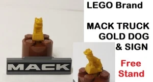 LEGO Mack Bull Dog Hood Ornament Pit Bull Boxer GOLD Printed Sign Semi Truck 1x4 - Picture 1 of 1